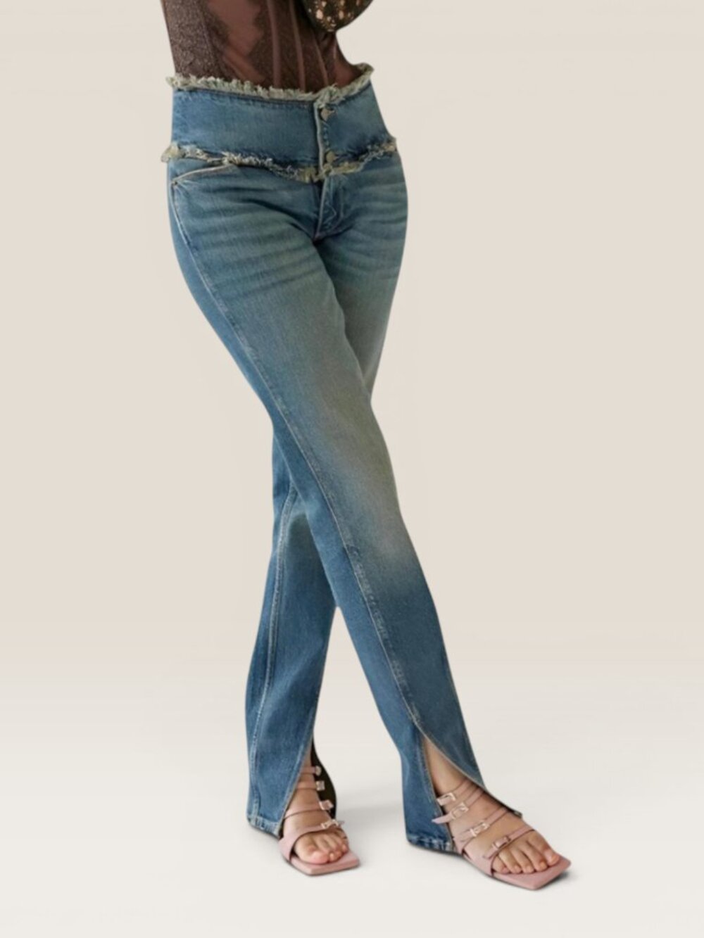 Urban Outfitters BDG Low Rise Raw Hem Fringe Skinny Jeans Tall 24 NWT